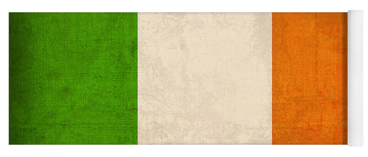 Ireland Flag Vintage Distressed Finish Dublin Irish Green Europe Luck Yoga Mat featuring the mixed media Ireland Flag Vintage Distressed Finish by Design Turnpike