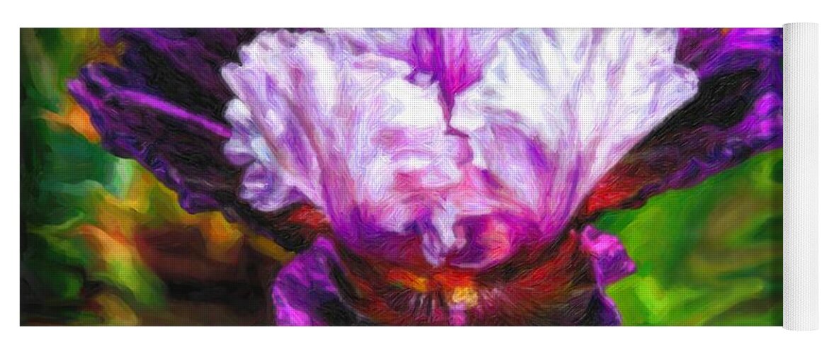 Painting Yoga Mat featuring the digital art Iridescent Iris by Lilia D