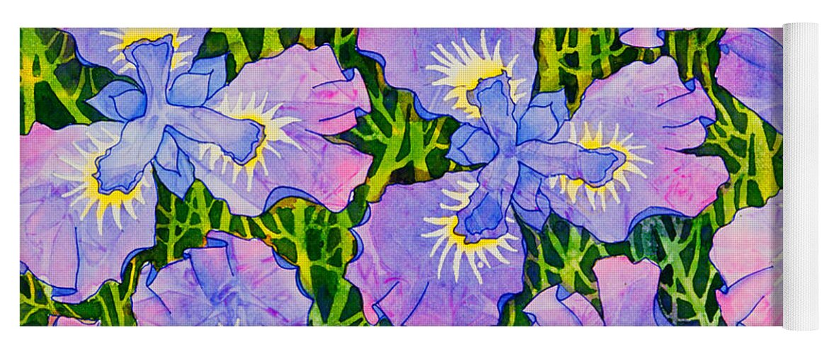 Iris Patterns Yoga Mat featuring the painting Iris Patterns by Teresa Ascone