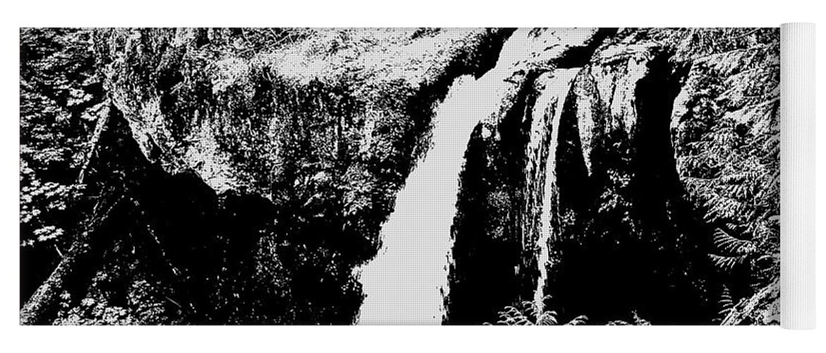 Grey Yoga Mat featuring the photograph Iron Creek Falls BW by Rich Collins