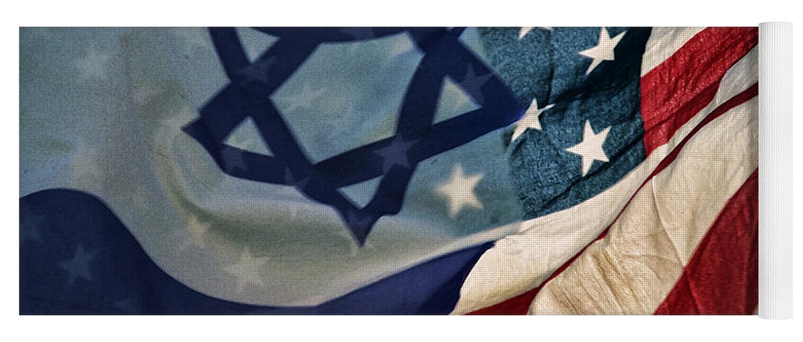 Stars And Stripes Yoga Mat featuring the photograph Israeli American Flags by Ken Smith
