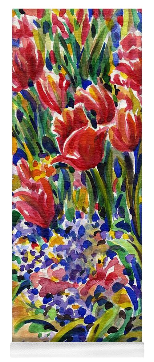 Tulips Yoga Mat featuring the painting It Might As Well Be Spring by Dee Davis