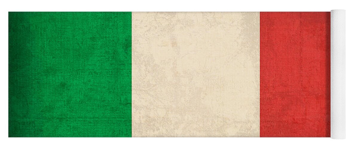 Italy Flag Vintage Distressed Finish Rome Italian Europe Venice Yoga Mat featuring the mixed media Italy Flag Vintage Distressed Finish by Design Turnpike