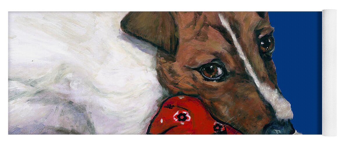 Dogs Yoga Mat featuring the painting Jack Russell With A Red Bandana by Dale Moses