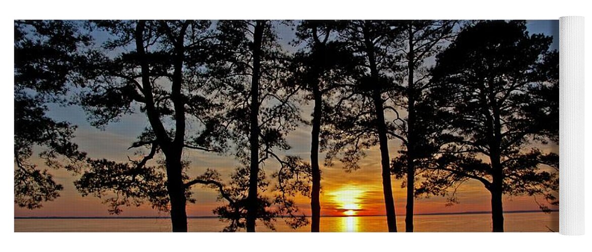 Newport News Yoga Mat featuring the photograph James River Sunset by Suzanne Stout