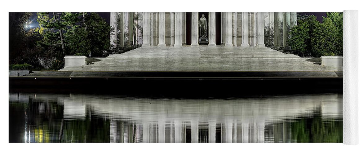 Water Yoga Mat featuring the photograph Jefferson Memorial - Night Reflection by Metro DC Photography