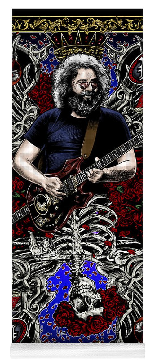 Jerry Garcia Yoga Mat featuring the drawing Jerry Card by Gary Kroman