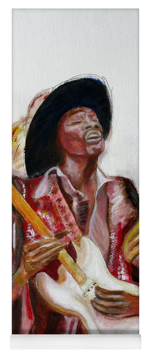 Jimi Hendrix Yoga Mat featuring the painting Jimi by Tom Conway