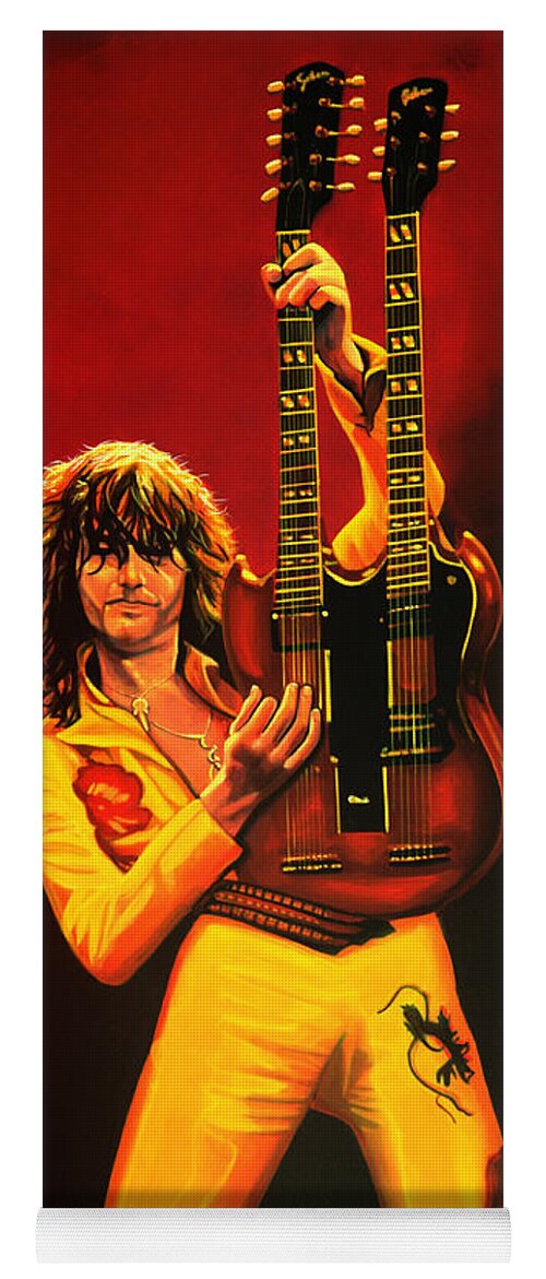 Jimmy Page Yoga Mat featuring the painting Jimmy Page Painting by Paul Meijering