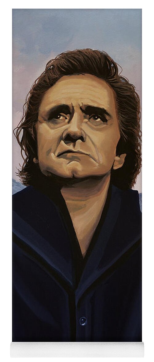 Johnny Cash Yoga Mat featuring the painting Johnny Cash Painting by Paul Meijering