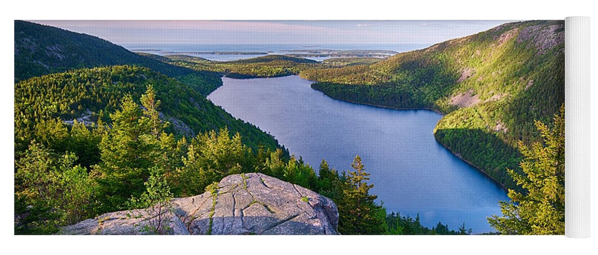 Photography Yoga Mat featuring the photograph Jordan Pond From The North Bubble by Panoramic Images