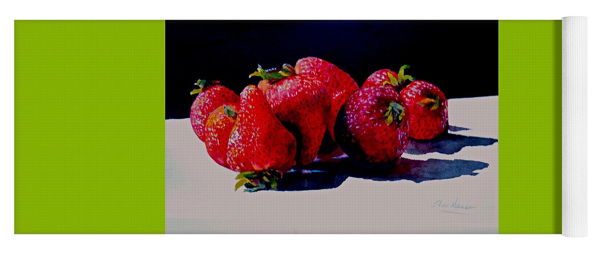 Berries Yoga Mat featuring the painting Juicy Strawberries by Sher Nasser