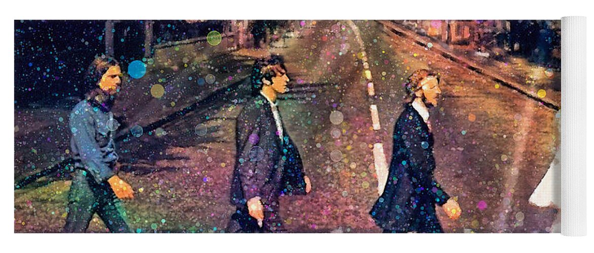 Beatles Yoga Mat featuring the painting Just Crossing the Street by Angela Stanton
