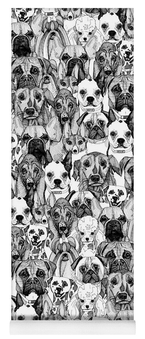 Basset Yoga Mat featuring the drawing Just Dogs by MGL Meiklejohn Graphics Licensing