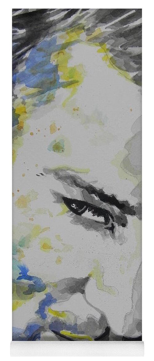 Watercolor Painting Yoga Mat featuring the painting Justin Timberlake...02 by Chrisann Ellis