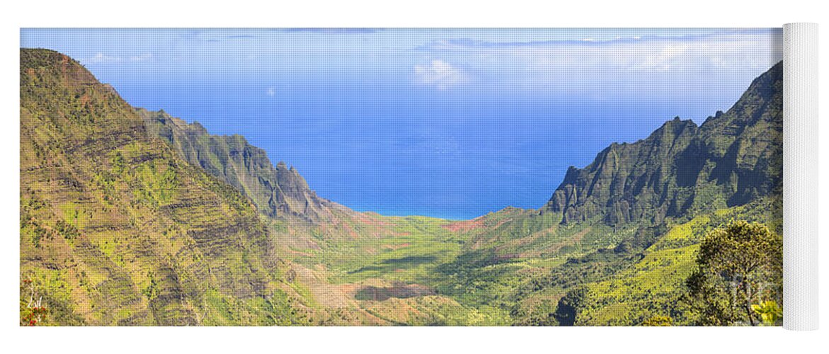 Kalalau Valley Yoga Mat featuring the photograph Kalalau Valley panorama Kauai Hawaii by Ken Brown