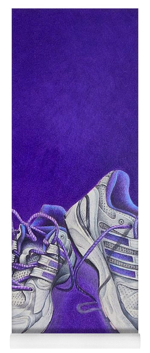 Running Yoga Mat featuring the painting Karen's Shoes by Pamela Clements