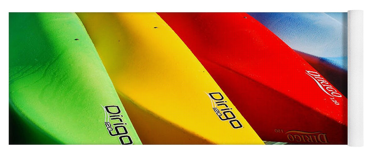 Kayaks Yoga Mat featuring the photograph Kayaks Await by James Kirkikis