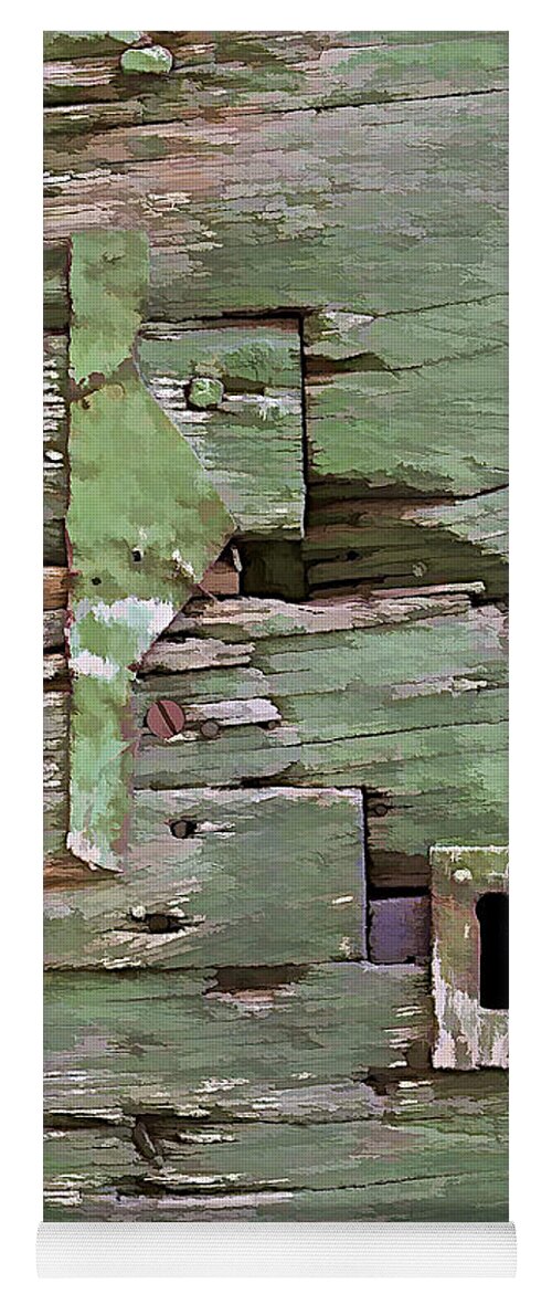 Americana Yoga Mat featuring the photograph Key Hole on a Green Weathered Wood Door by David Letts