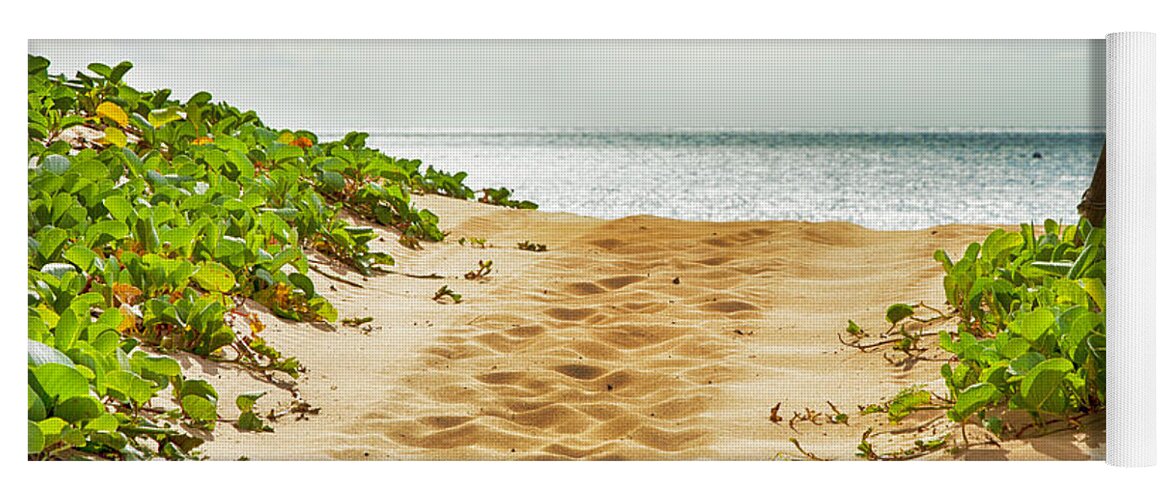 Theresa Tahara Yoga Mat featuring the photograph Kihei Maui Beach Path by Theresa Tahara