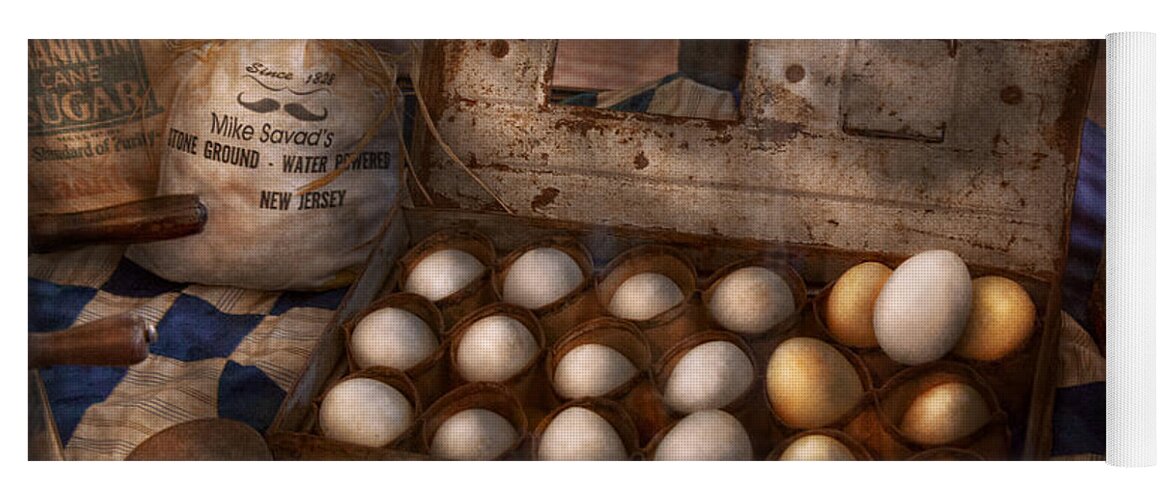 Savad Yoga Mat featuring the photograph Kitchen - Food - Eggs - 18 eggs by Mike Savad
