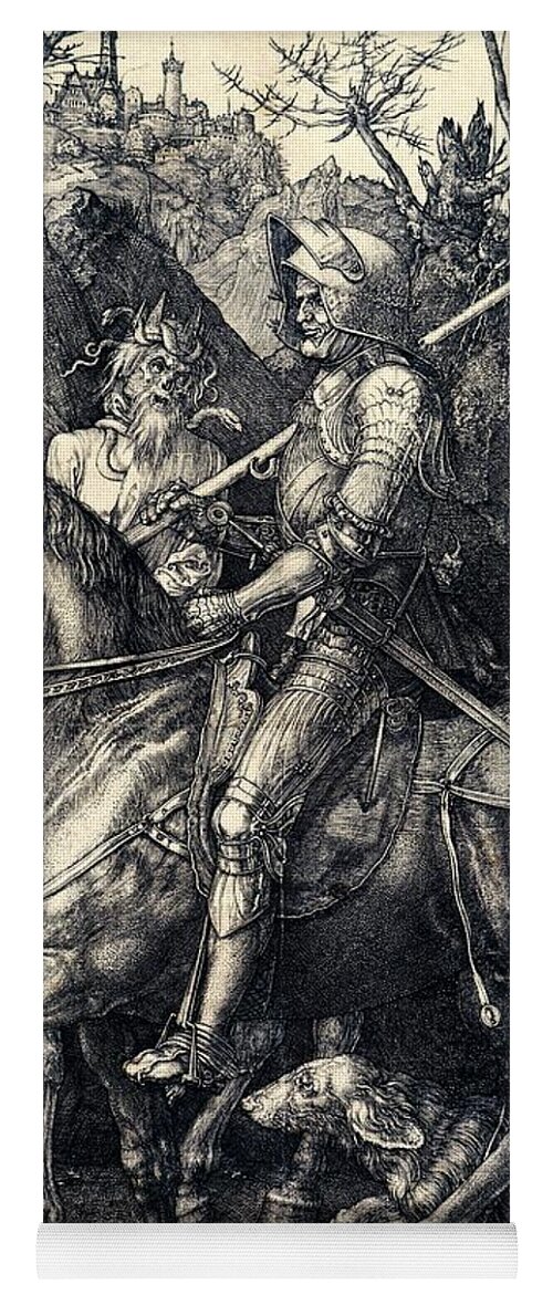 Knight Yoga Mat featuring the drawing Knight Death and the Devil by Albrecht Durer