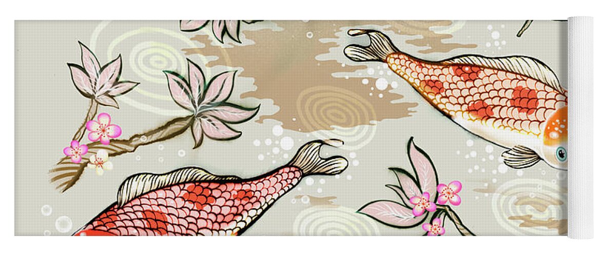 Animal Yoga Mat featuring the photograph Koi Fish Swimming In Pond by Ikon Ikon Images