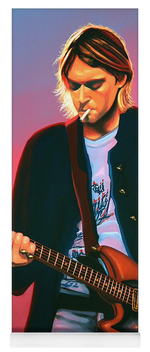 Kurt Cobain Yoga Mat featuring the painting Kurt Cobain in Nirvana Painting by Paul Meijering