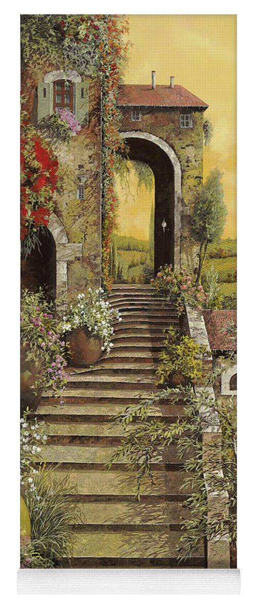 Arch Yoga Mat featuring the painting La Scala Grande by Guido Borelli