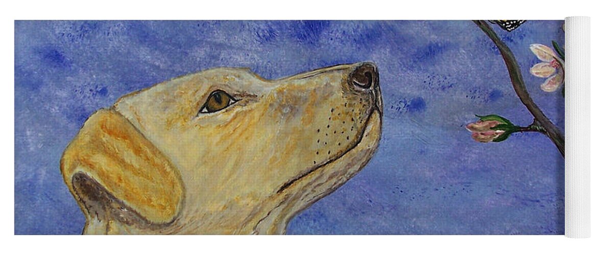 Dog Yoga Mat featuring the painting Labrador Enchanted by Ella Kaye Dickey