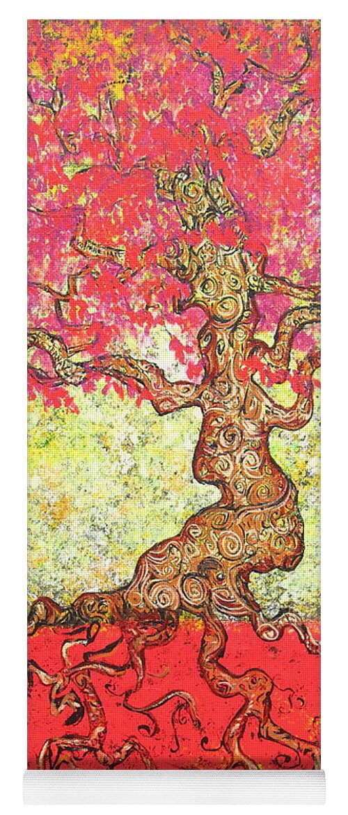 Tree Yoga Mat featuring the painting Lady In Red by Stefan Duncan