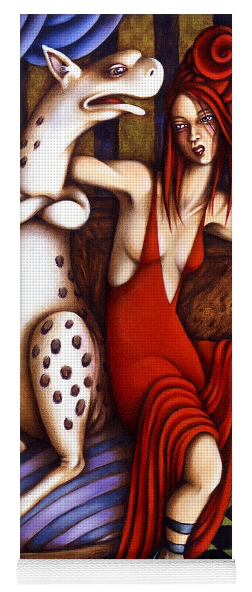 Fantasy Yoga Mat featuring the painting Lady in Red by Valerie White