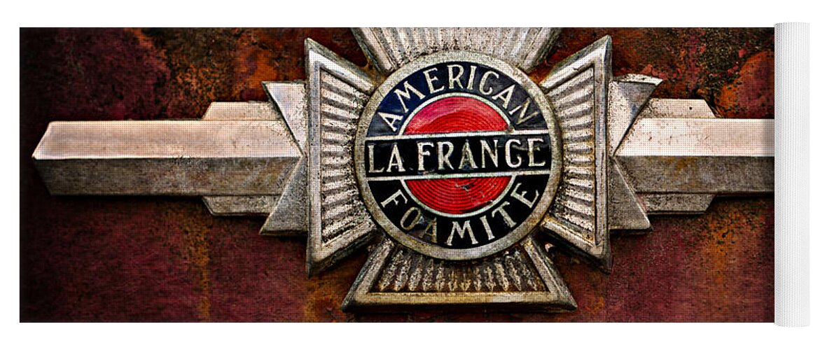 Fire Truck Yoga Mat featuring the photograph LaFrance Badge by Mary Jo Allen