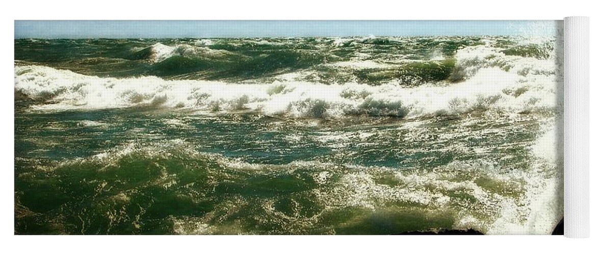 Lakes Yoga Mat featuring the photograph Lake Michigan in an Angry Mood by Michelle Calkins