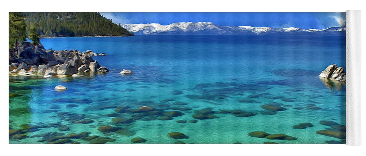 Lake Tahoe Yoga Mat featuring the painting Lake Tahoe Cove by Dominic Piperata
