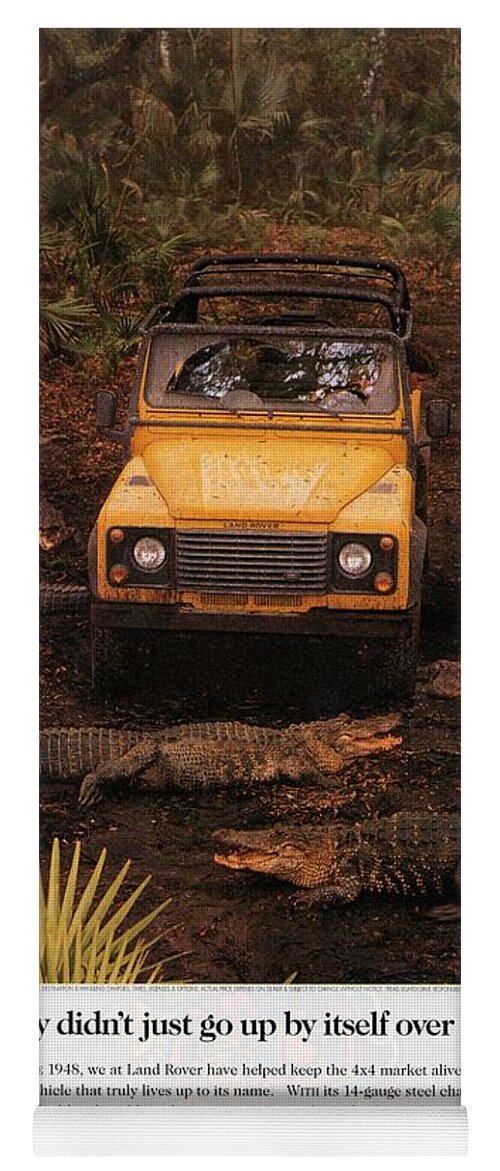 Landrover Yoga Mat featuring the photograph Land Rover Defender 90 Ad by Georgia Fowler