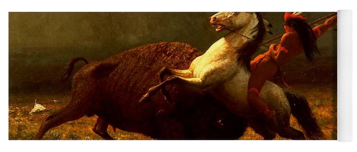 Last Of The Buffalo Hunt Yoga Mat featuring the painting Last of the Buffalo Hunt by Albert Bierstadt