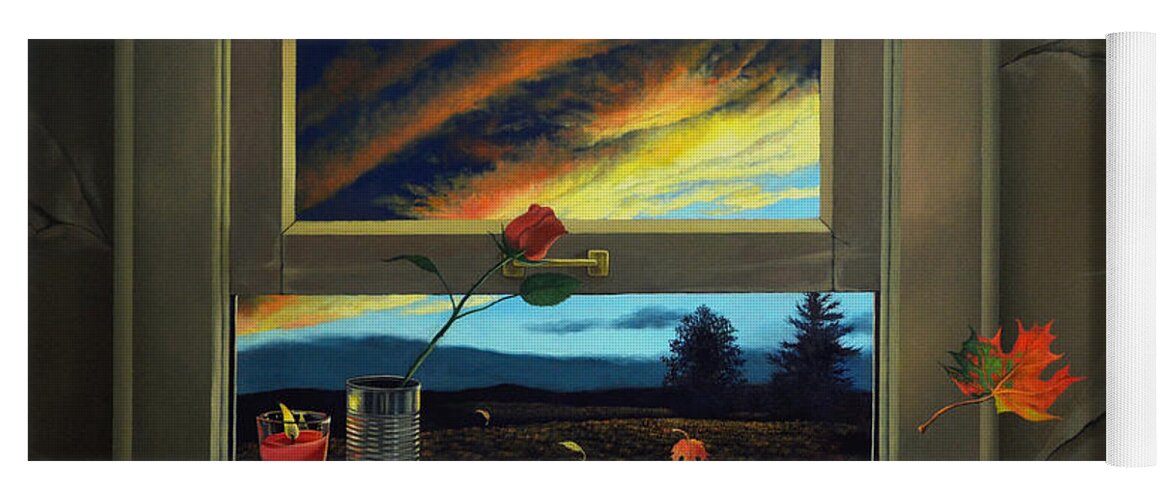 Rose Yoga Mat featuring the painting Late Autumn Breeze by Christopher Shellhammer by Christopher Shellhammer