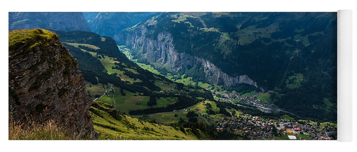 Lauterbrunnen Yoga Mat featuring the photograph Lauterbrunnen Aerial - Bernese Alps - Switzerland by Gary Whitton
