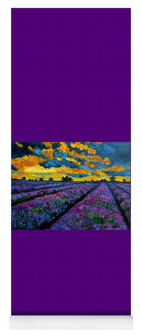 Lavender Field Yoga Mat featuring the painting Lavender Fields At Dusk by Julie Brugh Riffey