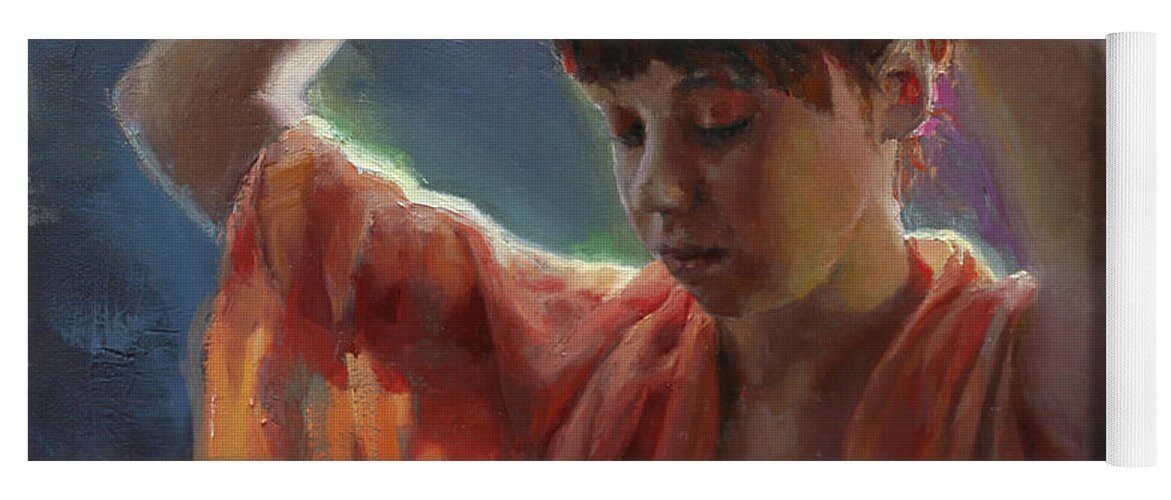 Portrait Yoga Mat featuring the painting Layers Of Light - Self Portrait by K Whitworth