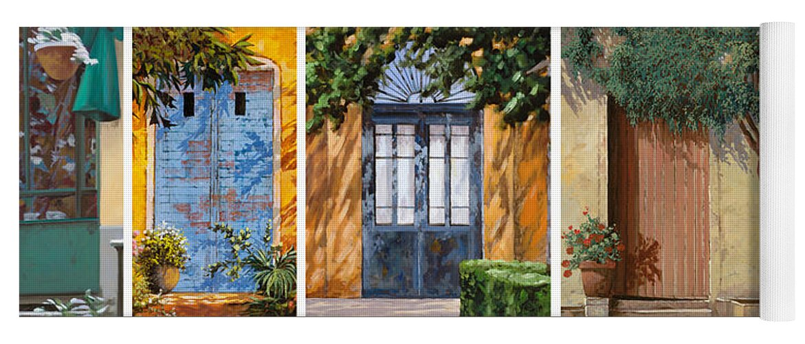 5 Doors Yoga Mat featuring the painting Le 5 Porte by Guido Borelli