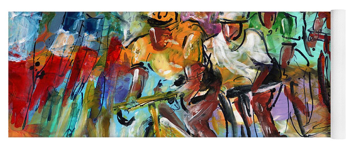 Sports Yoga Mat featuring the painting Le Tour De France Madness 02 by Miki De Goodaboom