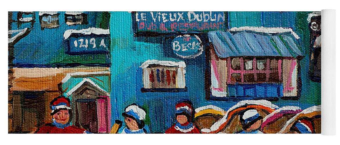 Le Vieux Dublin Pub And Restaurant Yoga Mat featuring the painting Le Vieux Dublin Pub And Restaurant by Carole Spandau