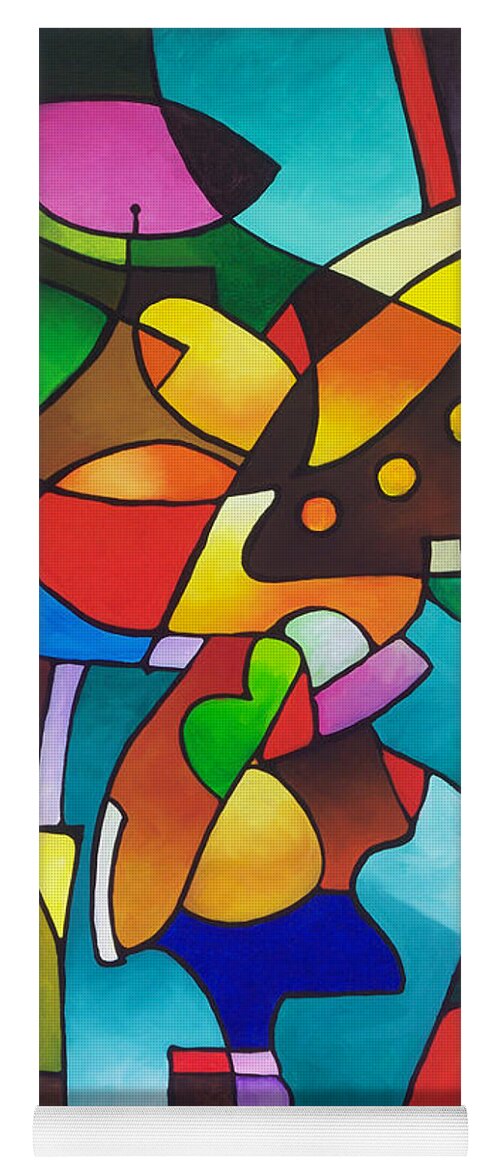 Cubist Yoga Mat featuring the painting Leaf and Vase by Sally Trace