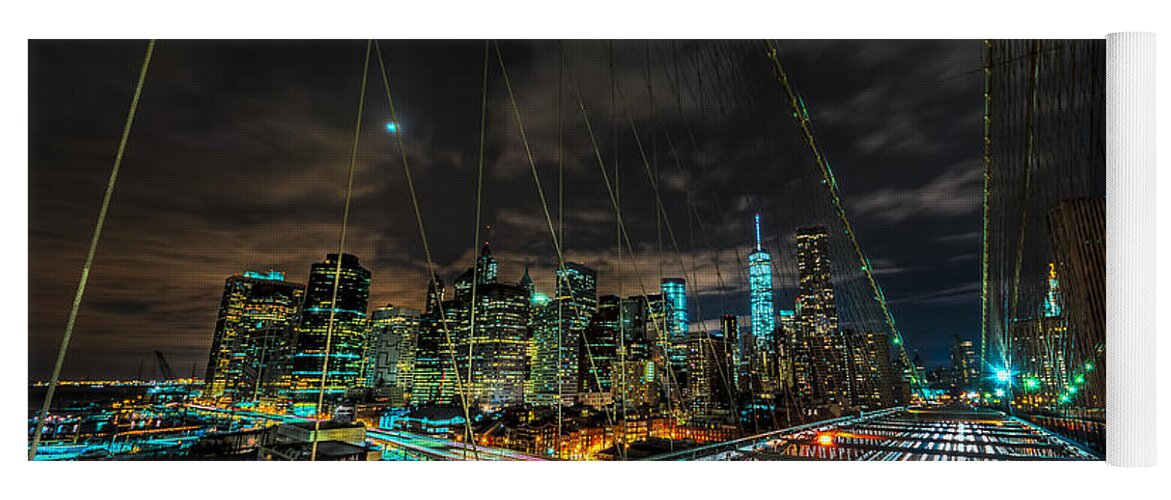 City Yoga Mat featuring the photograph Leaving New York City via the Brooklyn Bridge by David Morefield