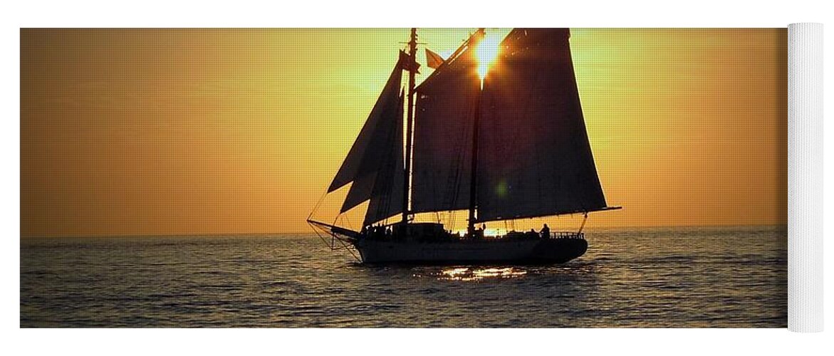 Sailing Yoga Mat featuring the photograph A Key West Sail At Sunset by Gary Smith