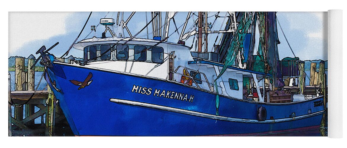 Shrimp Boat Yoga Mat featuring the photograph Let's Go Shrimping by Barry Jones