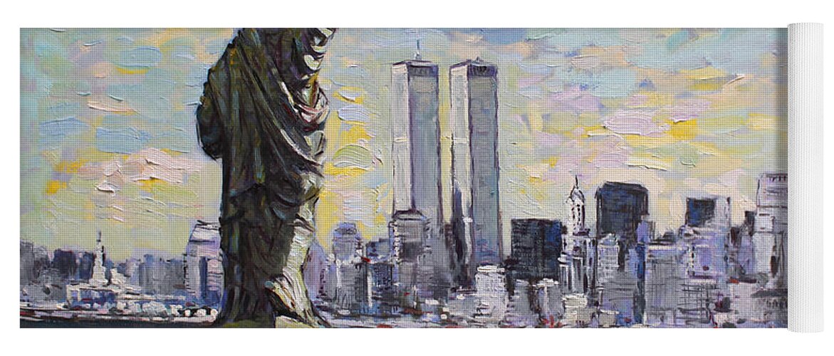 New York City Yoga Mat featuring the painting Liberty by Ylli Haruni