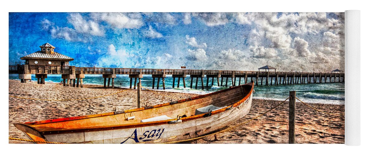 Boats Yoga Mat featuring the photograph Lifeguard Boat by Debra and Dave Vanderlaan